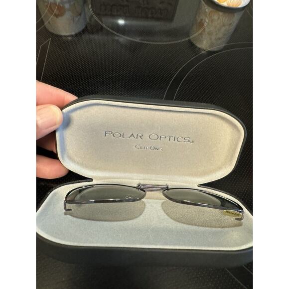 Polar Optics Clip-On Sunglasses Polarized Gray Lenses with Case – Oval Shape - Picture 2 of 3